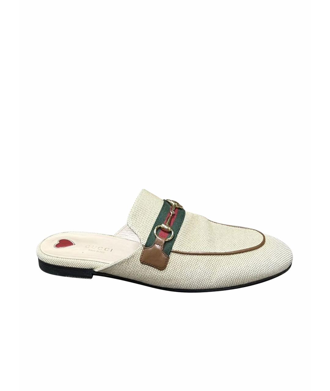GUCCI Бежевые кожаные мюли, фото 1
