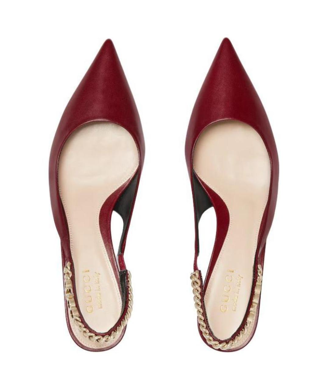 GUCCI Бордовые кожаные туфли, фото 4