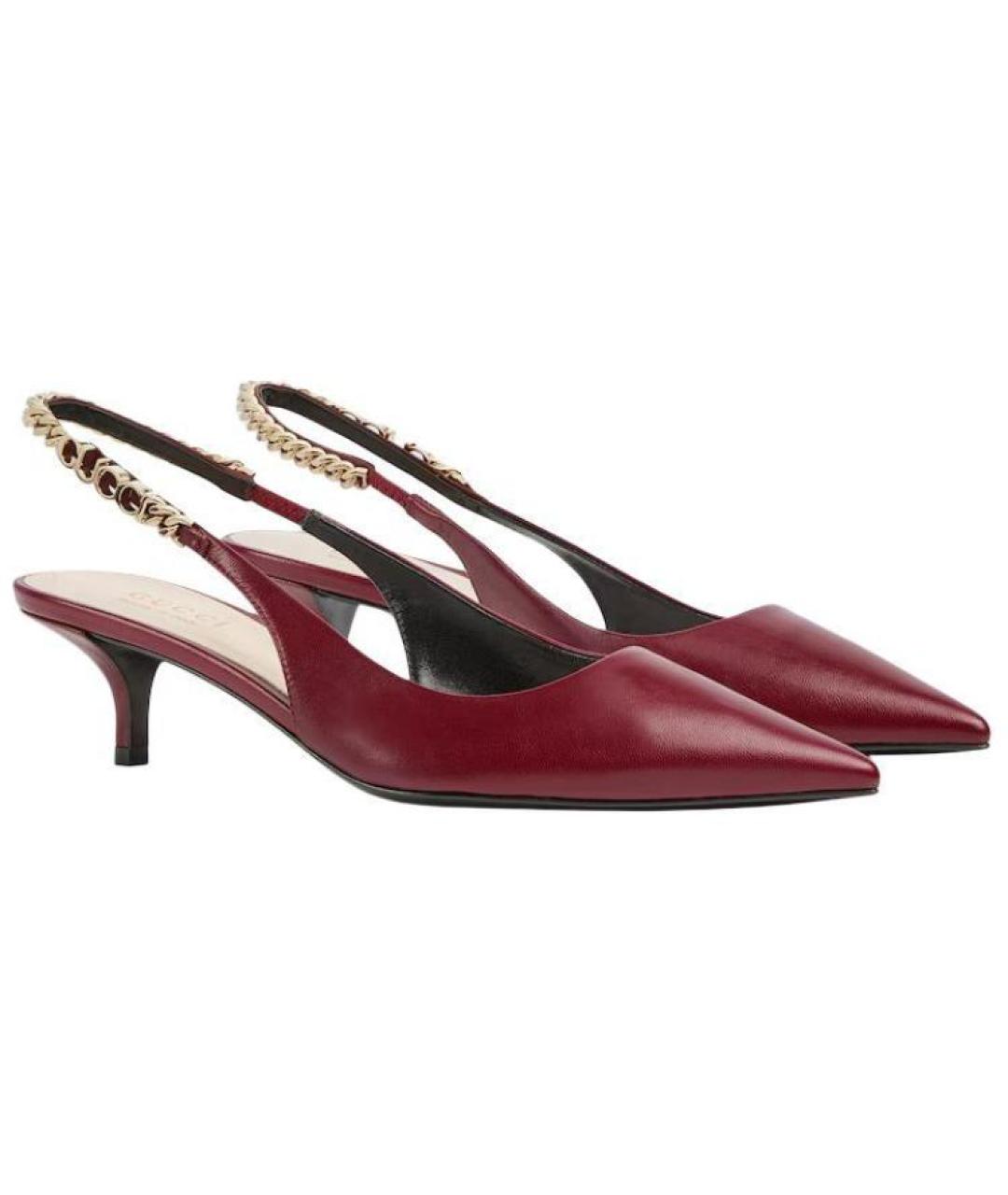 GUCCI Бордовые кожаные туфли, фото 3