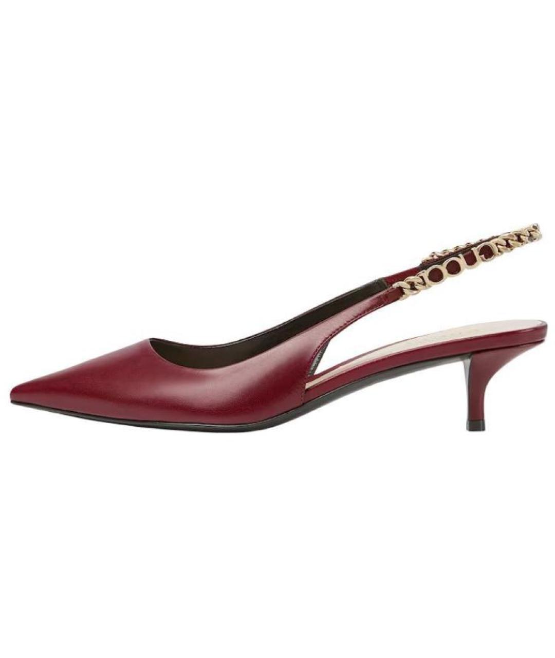 GUCCI Бордовые кожаные туфли, фото 2