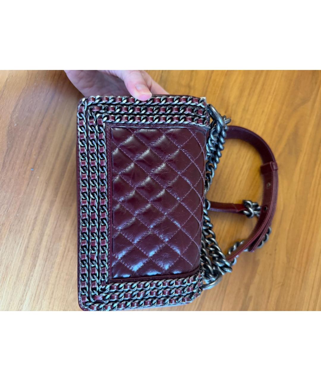 CHANEL Бордовая кожаная сумка через плечо, фото 5