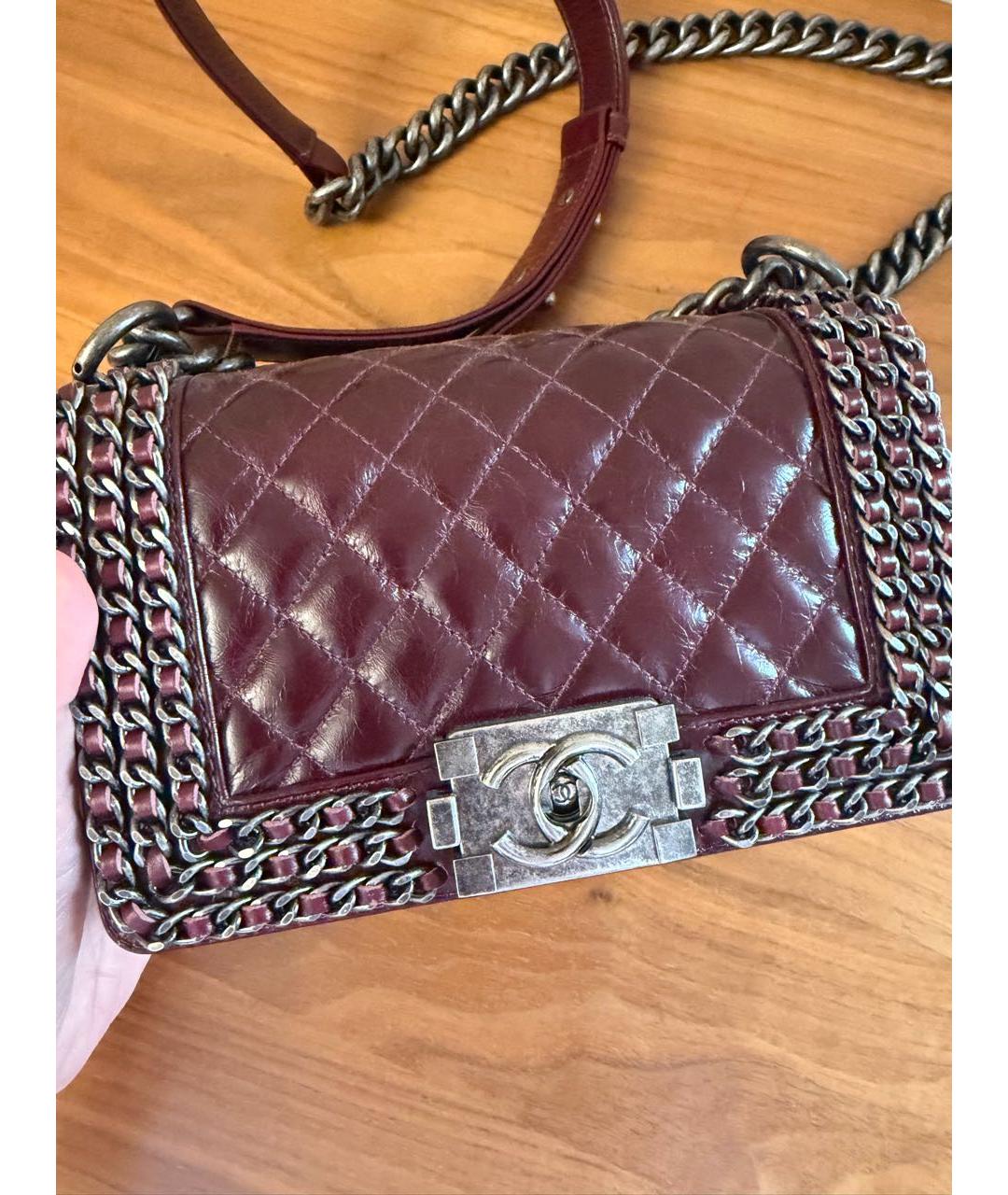CHANEL Бордовая кожаная сумка через плечо, фото 2