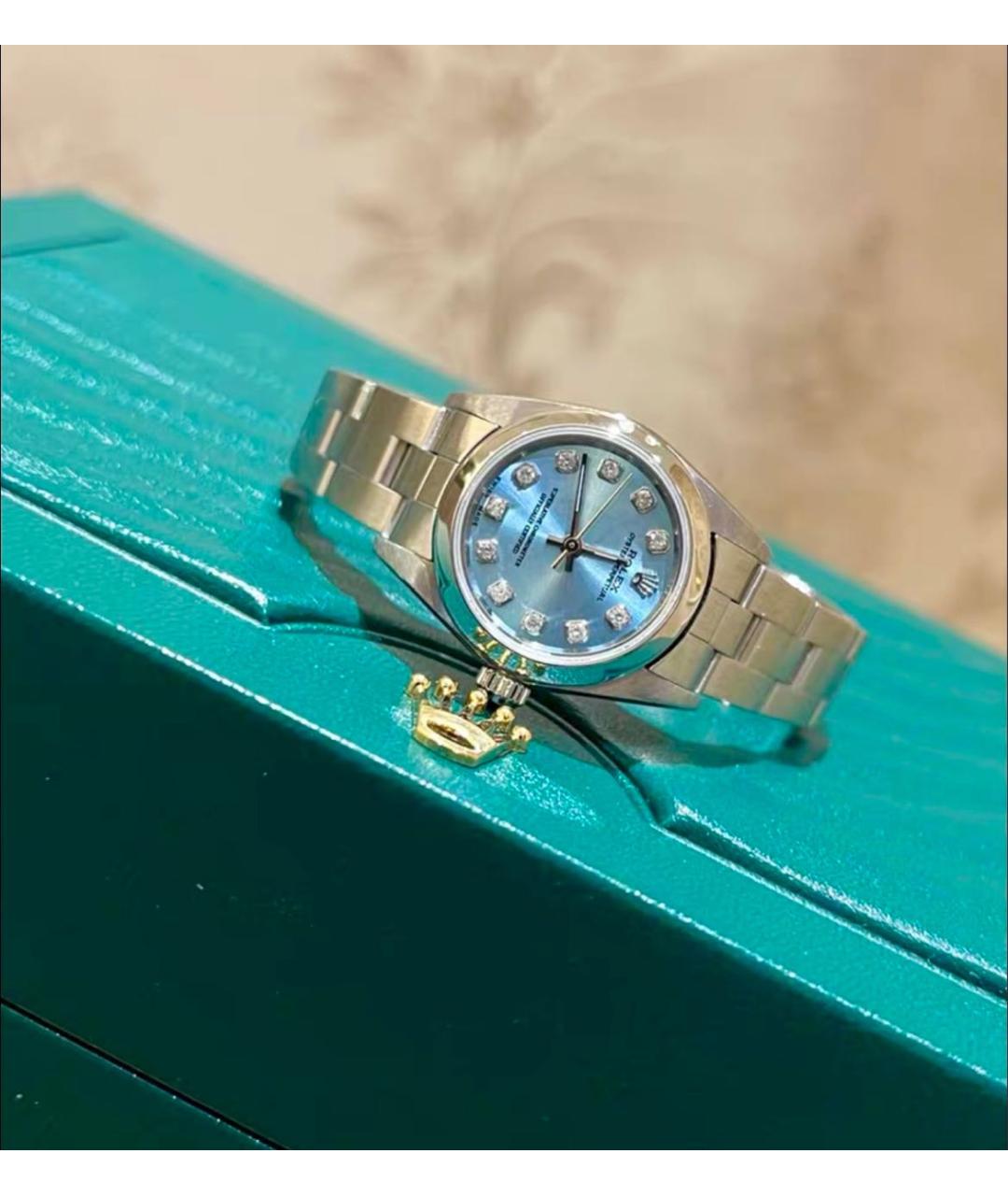 ROLEX Голубые металлические часы, фото 4