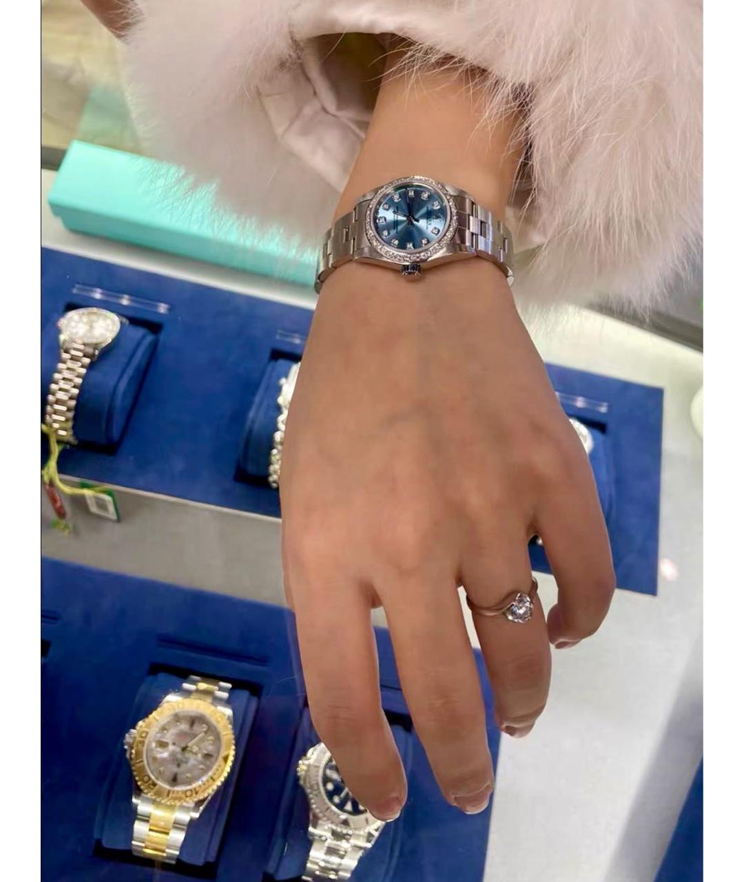 ROLEX Голубые металлические часы, фото 6