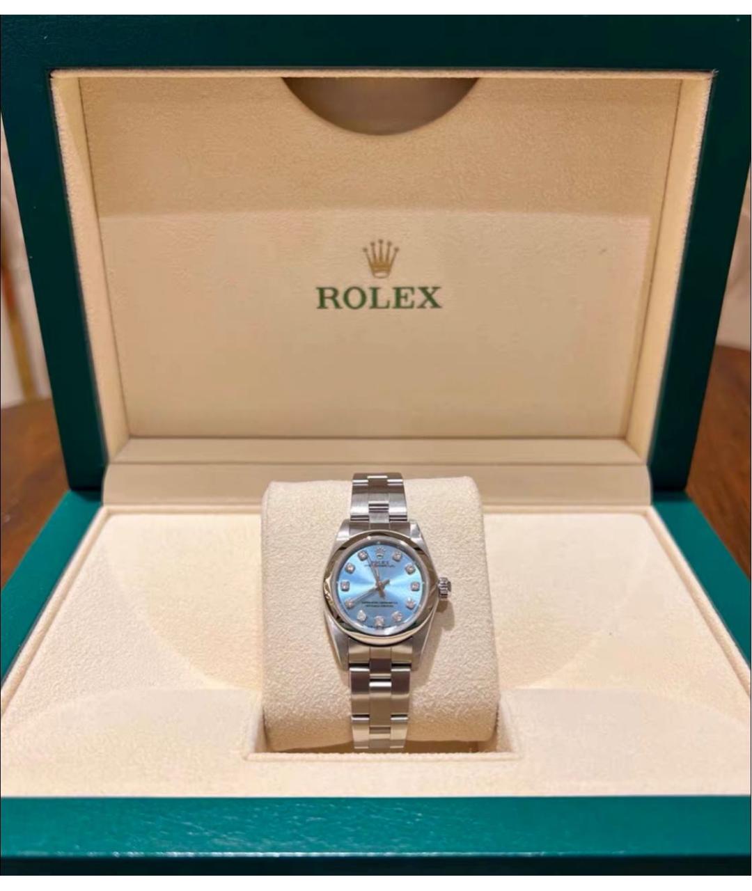 ROLEX Голубые металлические часы, фото 7