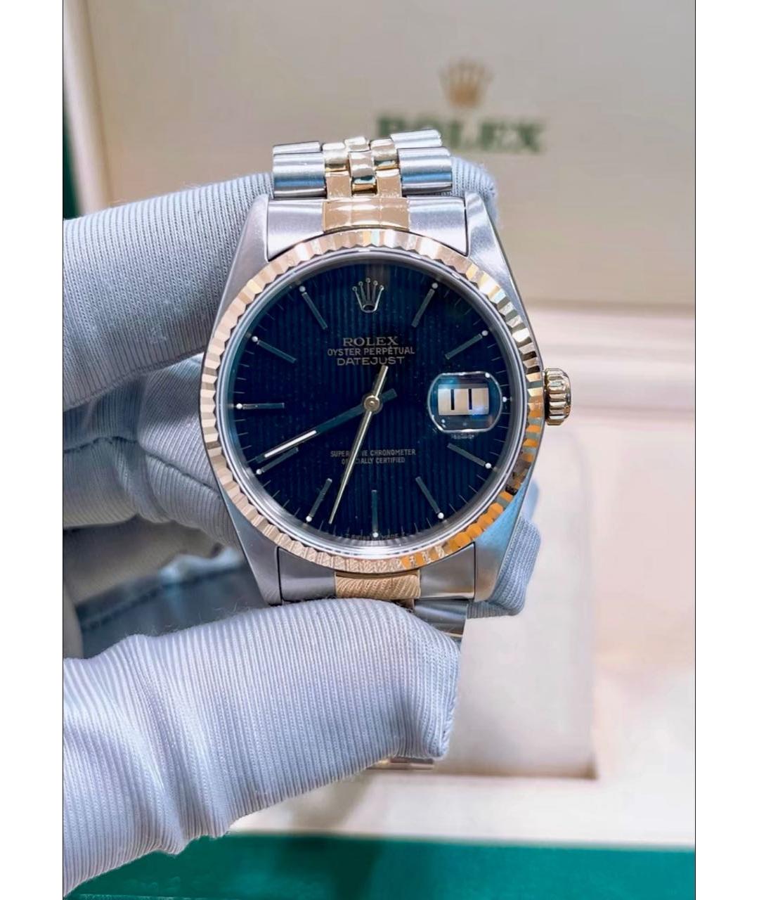 ROLEX Черные часы из желтого золота, фото 4