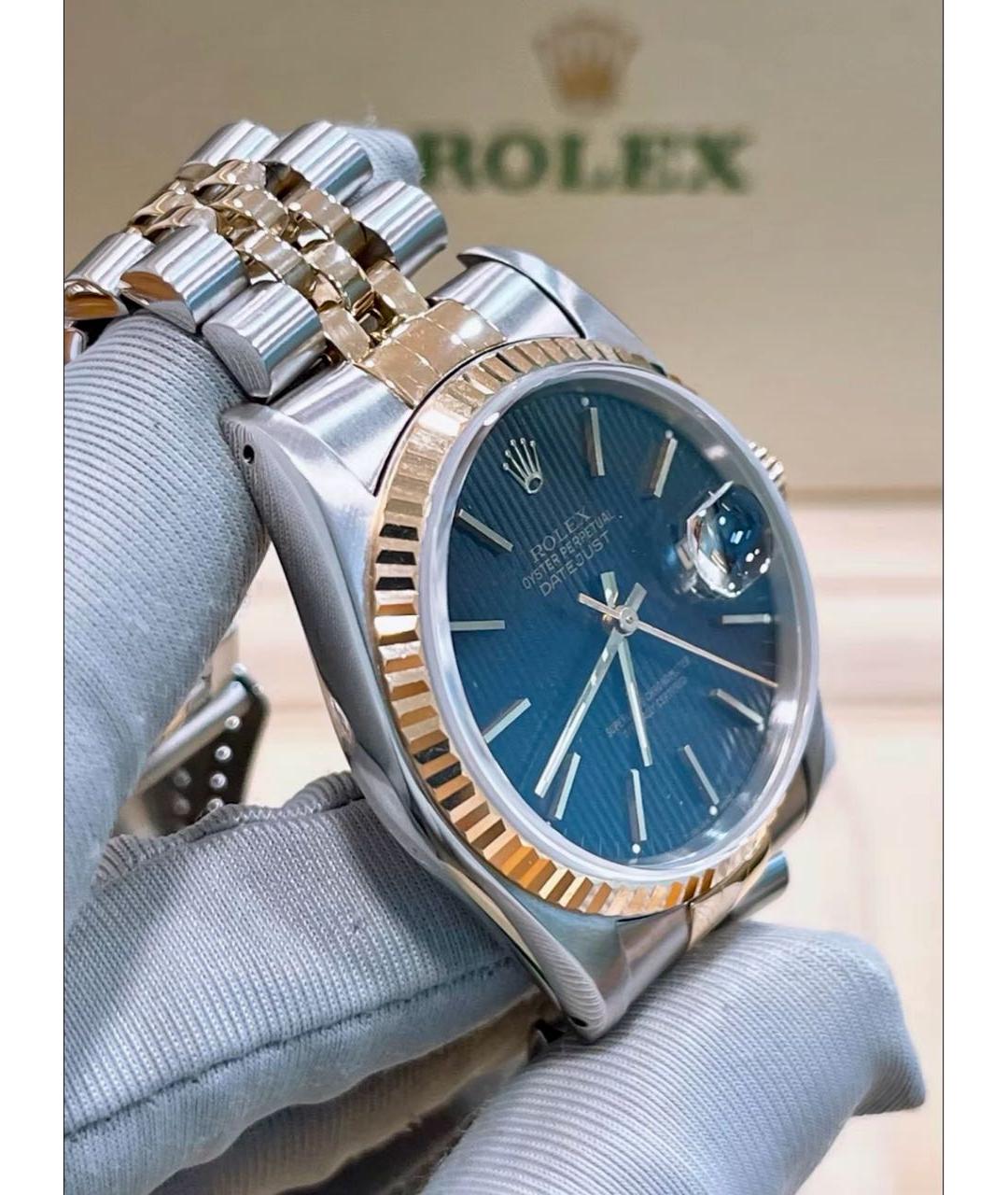 ROLEX Черные часы из желтого золота, фото 5
