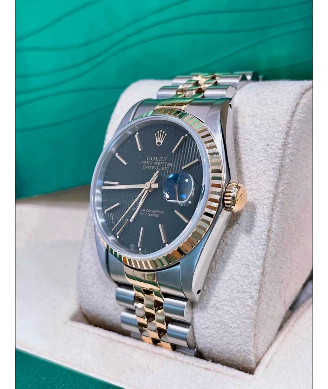 ROLEX Черные часы из желтого золота, фото 3