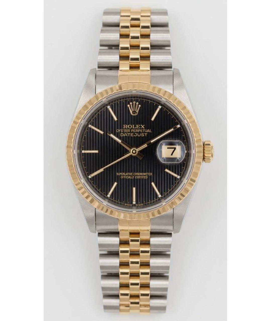 ROLEX Черные часы из желтого золота, фото 9