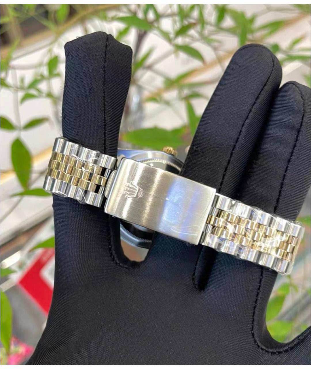 ROLEX Черные часы из желтого золота, фото 7