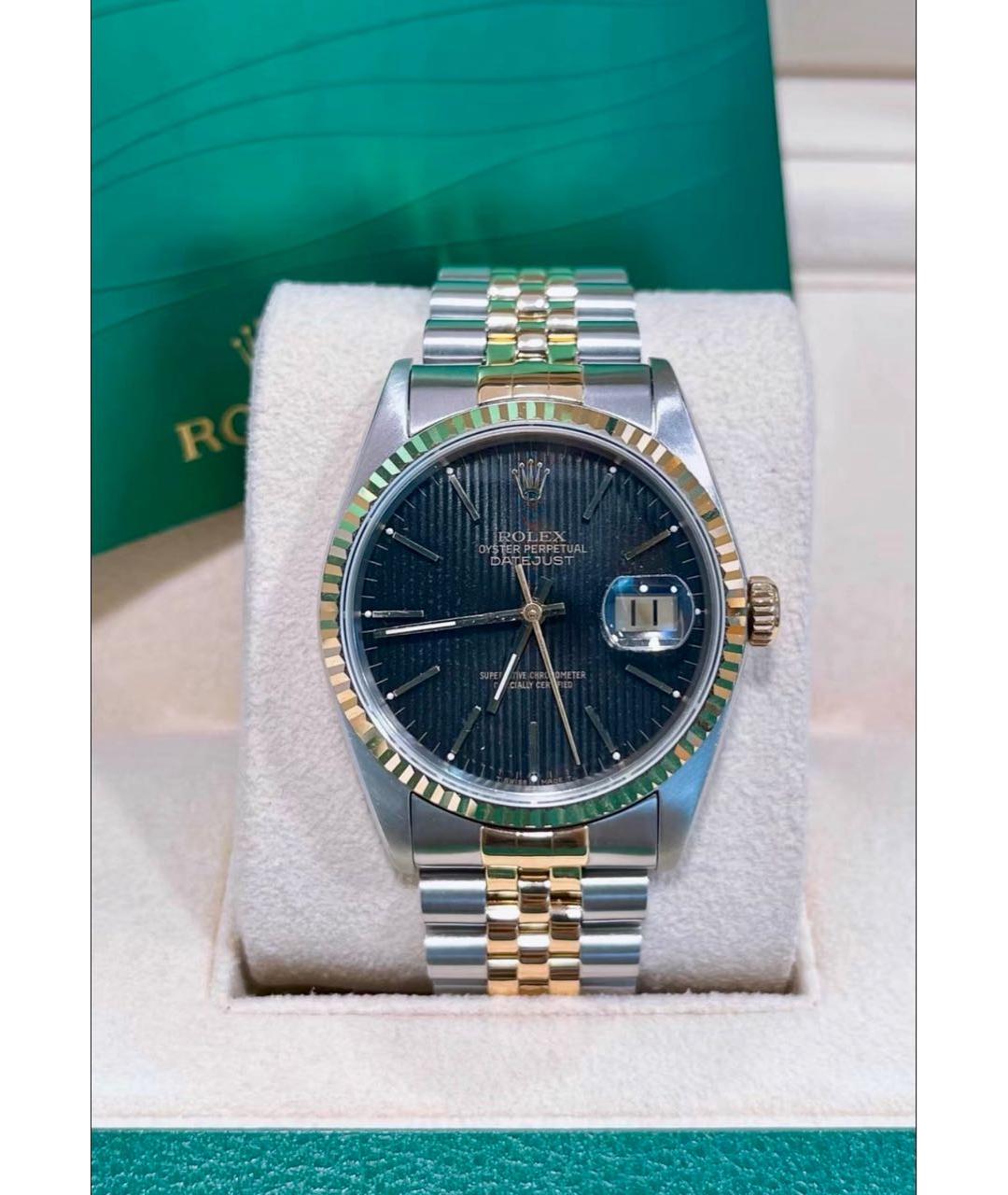ROLEX Черные часы из желтого золота, фото 2