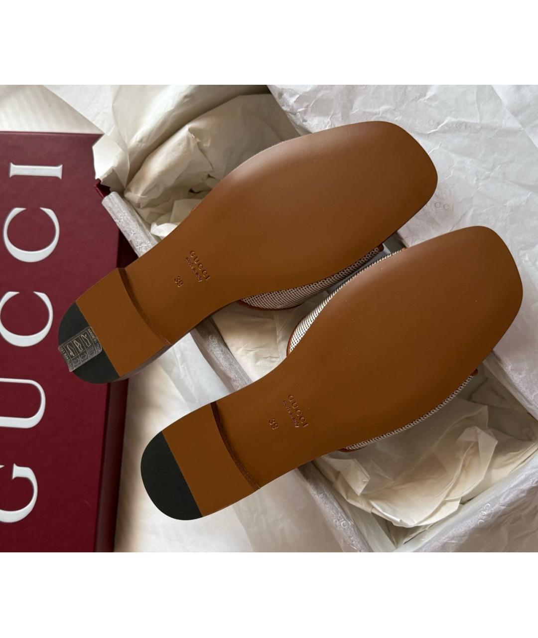 GUCCI Бежевые кожаные сандалии, фото 3