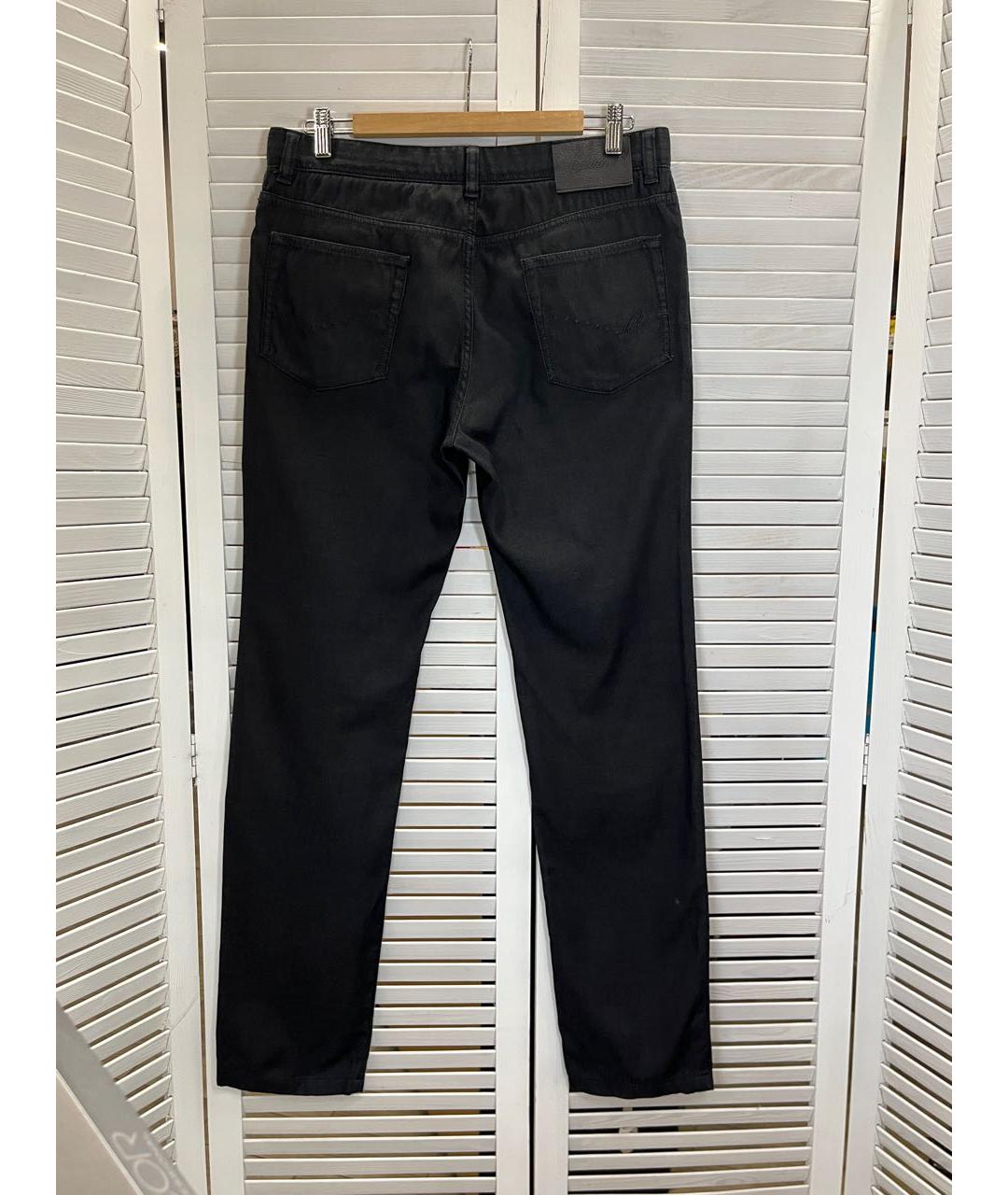 BRIONI Черные хлопко-эластановые прямые джинсы, фото 3