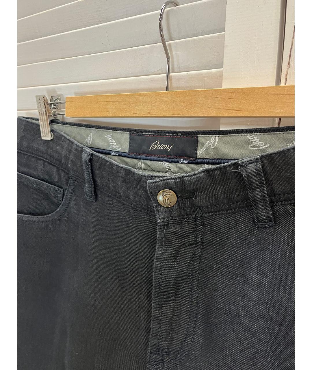 BRIONI Черные хлопко-эластановые прямые джинсы, фото 2