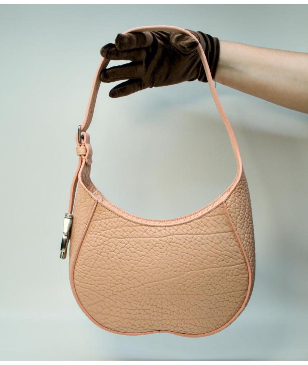 BURBERRY Коралловая кожаная сумка через плечо, фото 2