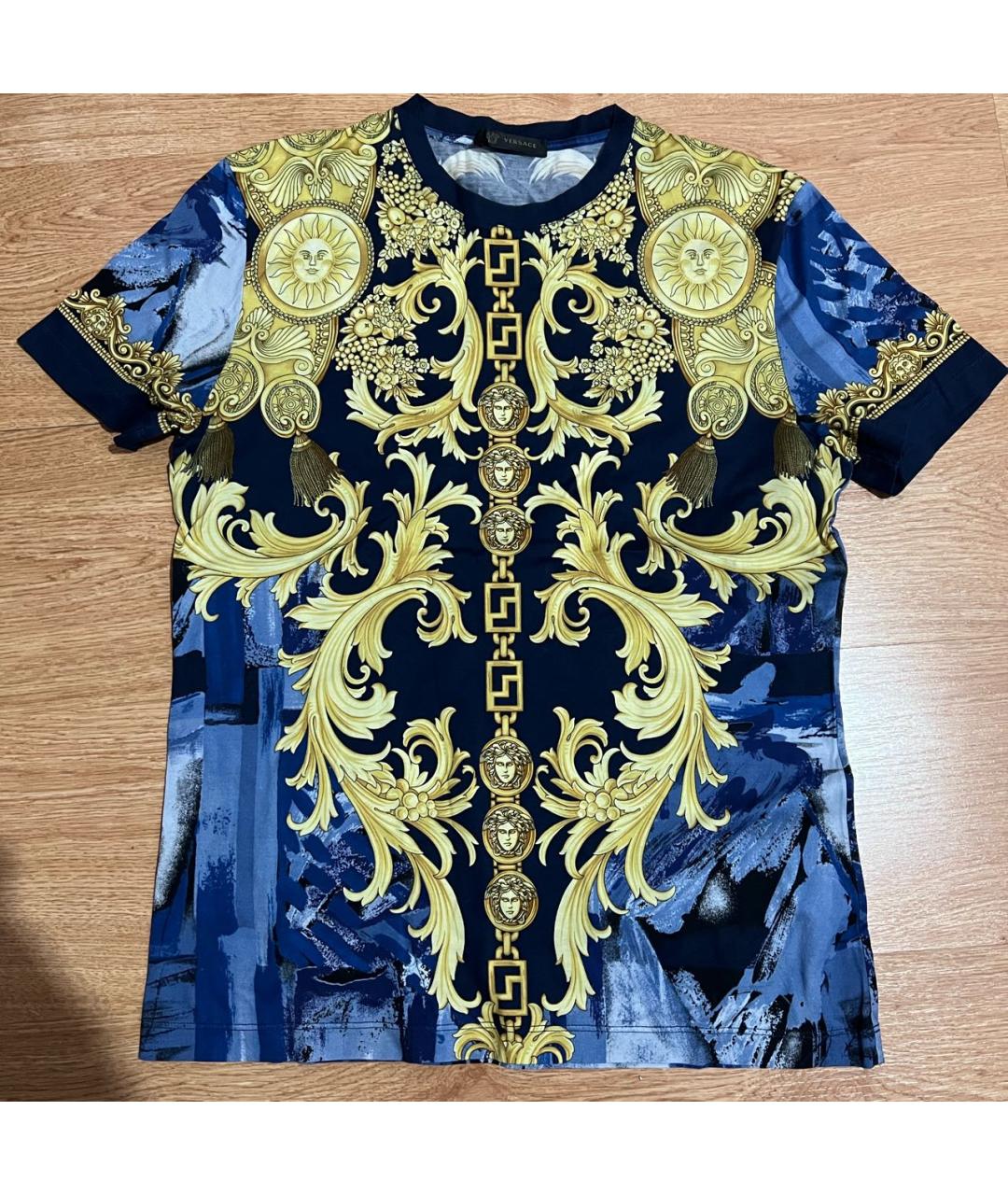VERSACE Синяя хлопковая футболка, фото 5