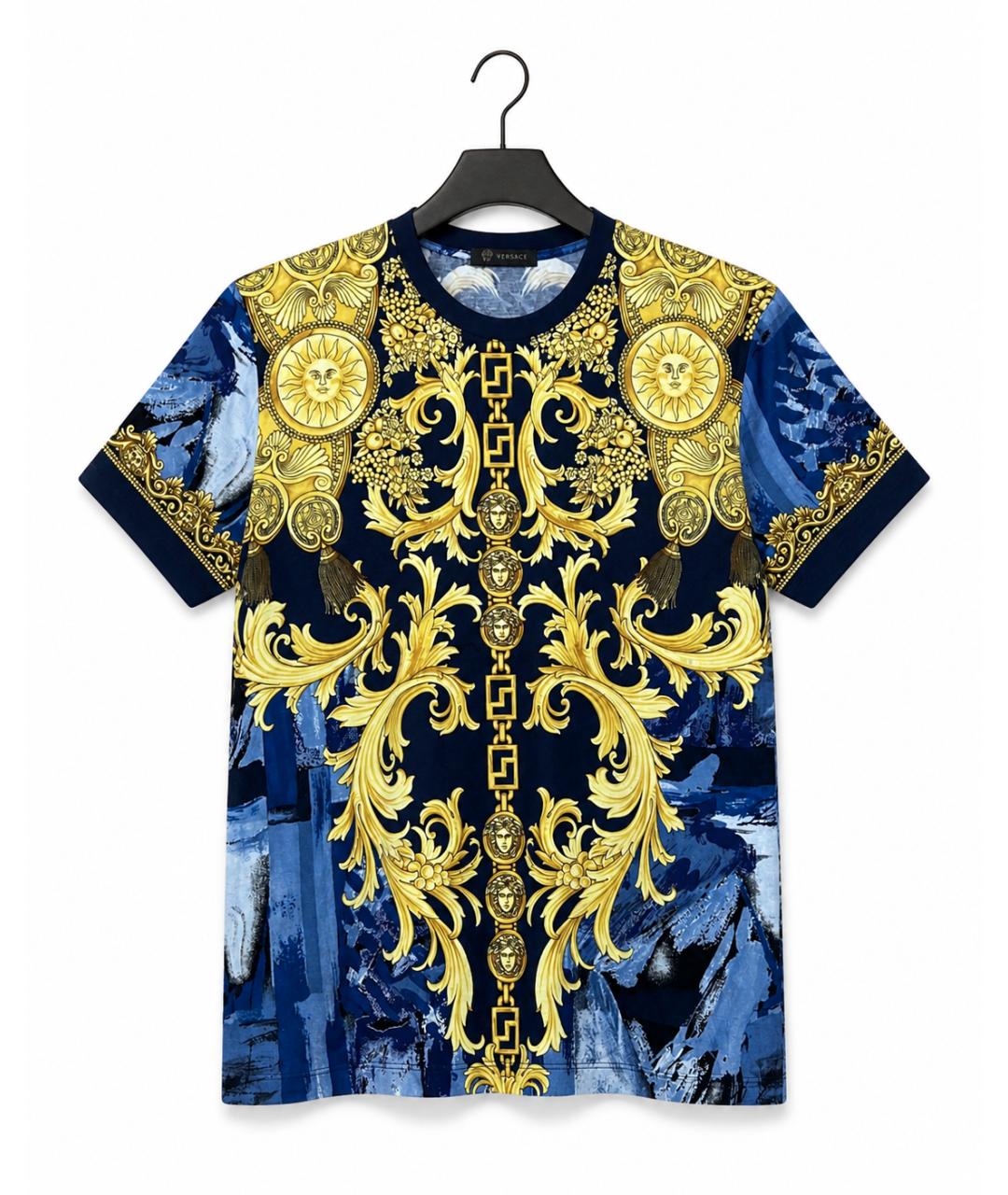 VERSACE Синяя хлопковая футболка, фото 1