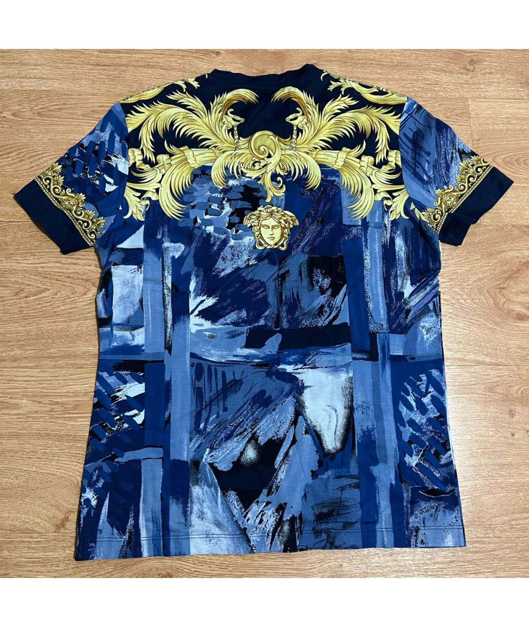 VERSACE Синяя хлопковая футболка, фото 2