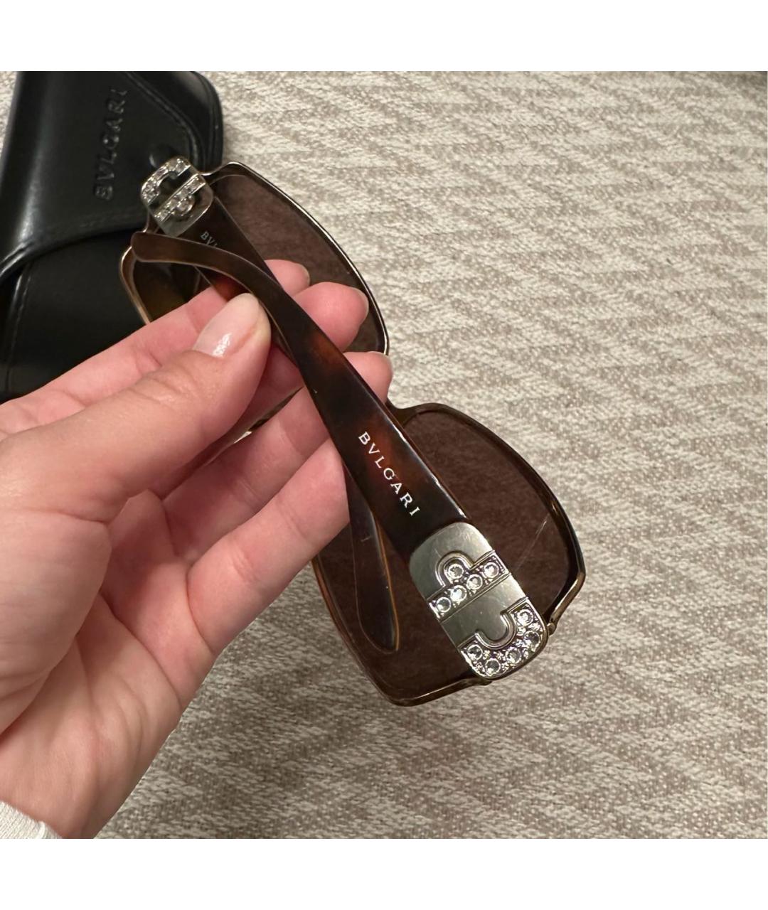 BVLGARI Коричневые пластиковые солнцезащитные очки, фото 3