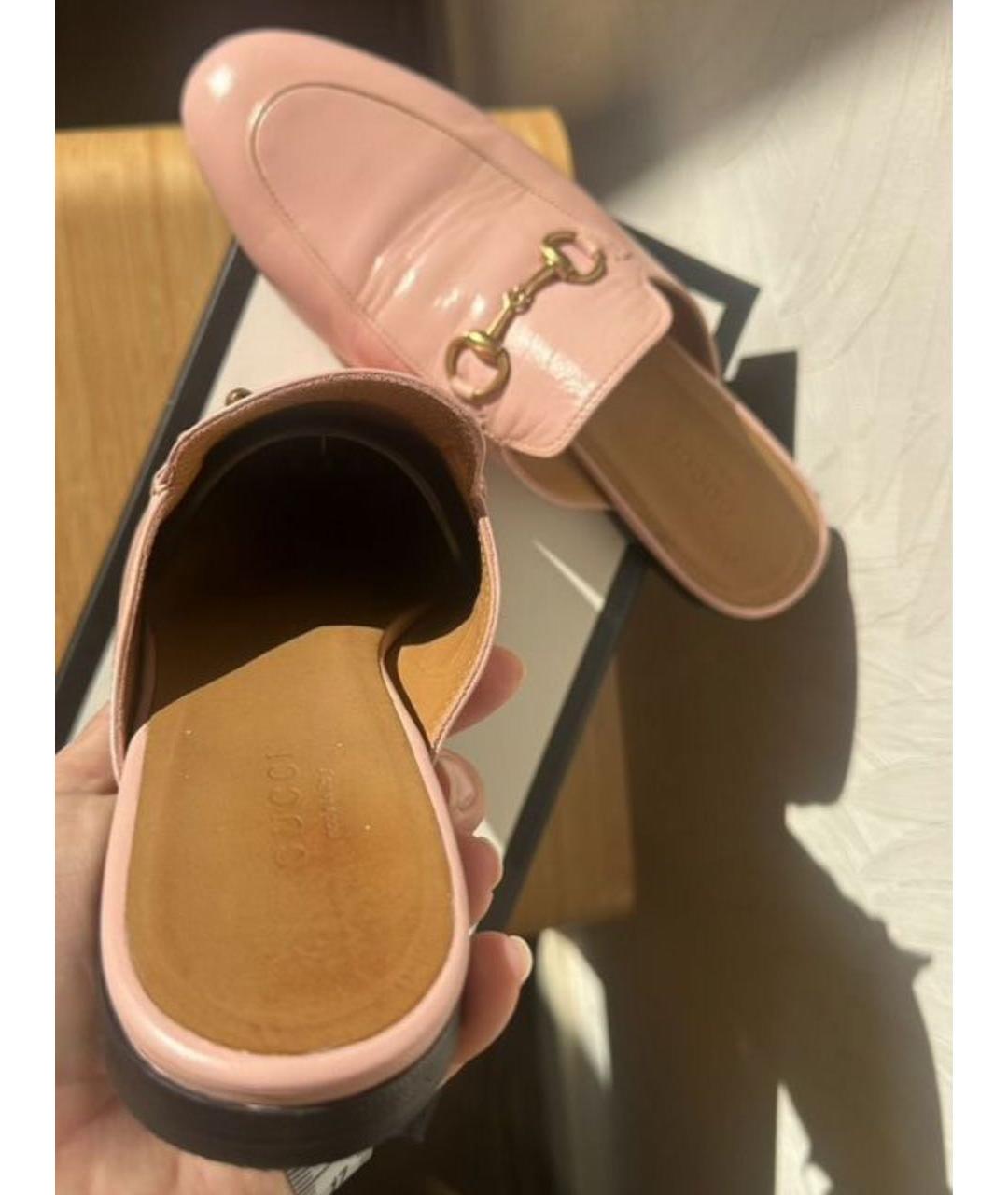 GUCCI Коралловые кожаные мюли, фото 7