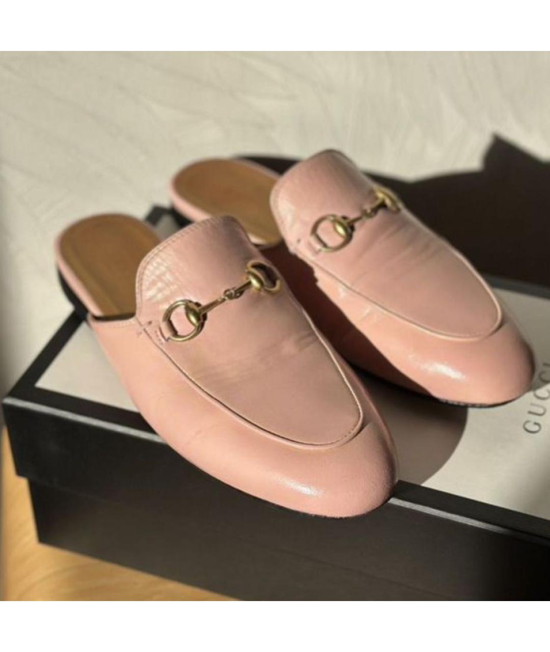 GUCCI Коралловые кожаные мюли, фото 2