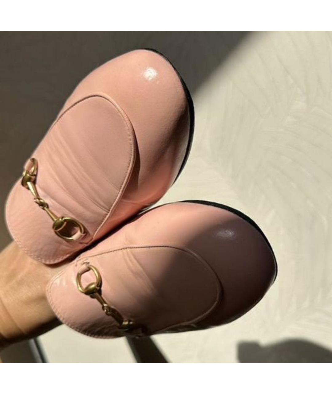 GUCCI Коралловые кожаные мюли, фото 3