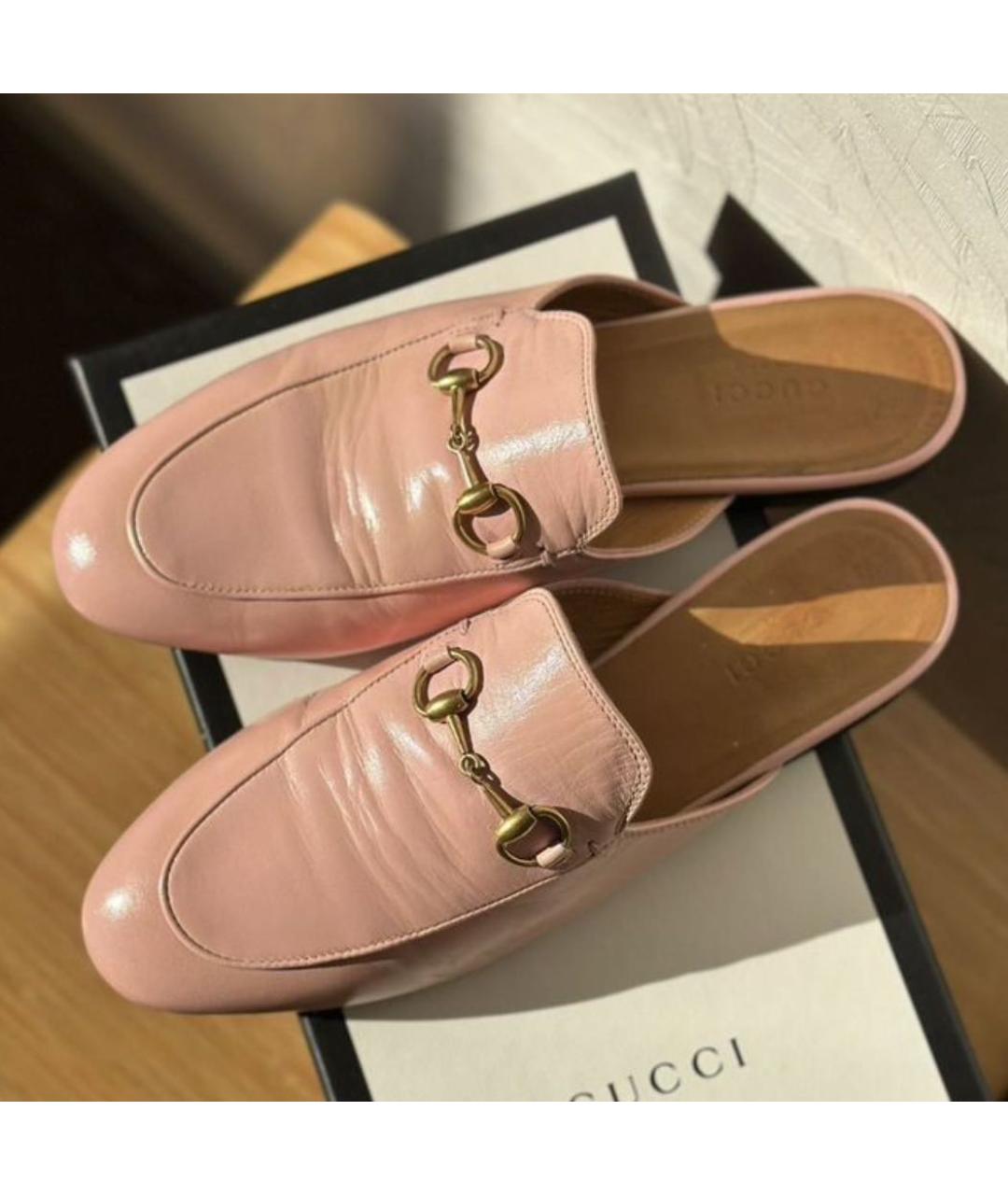 GUCCI Коралловые кожаные мюли, фото 6
