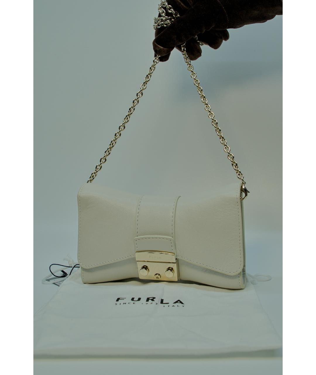 FURLA Бежевая кожаная сумка через плечо, фото 2