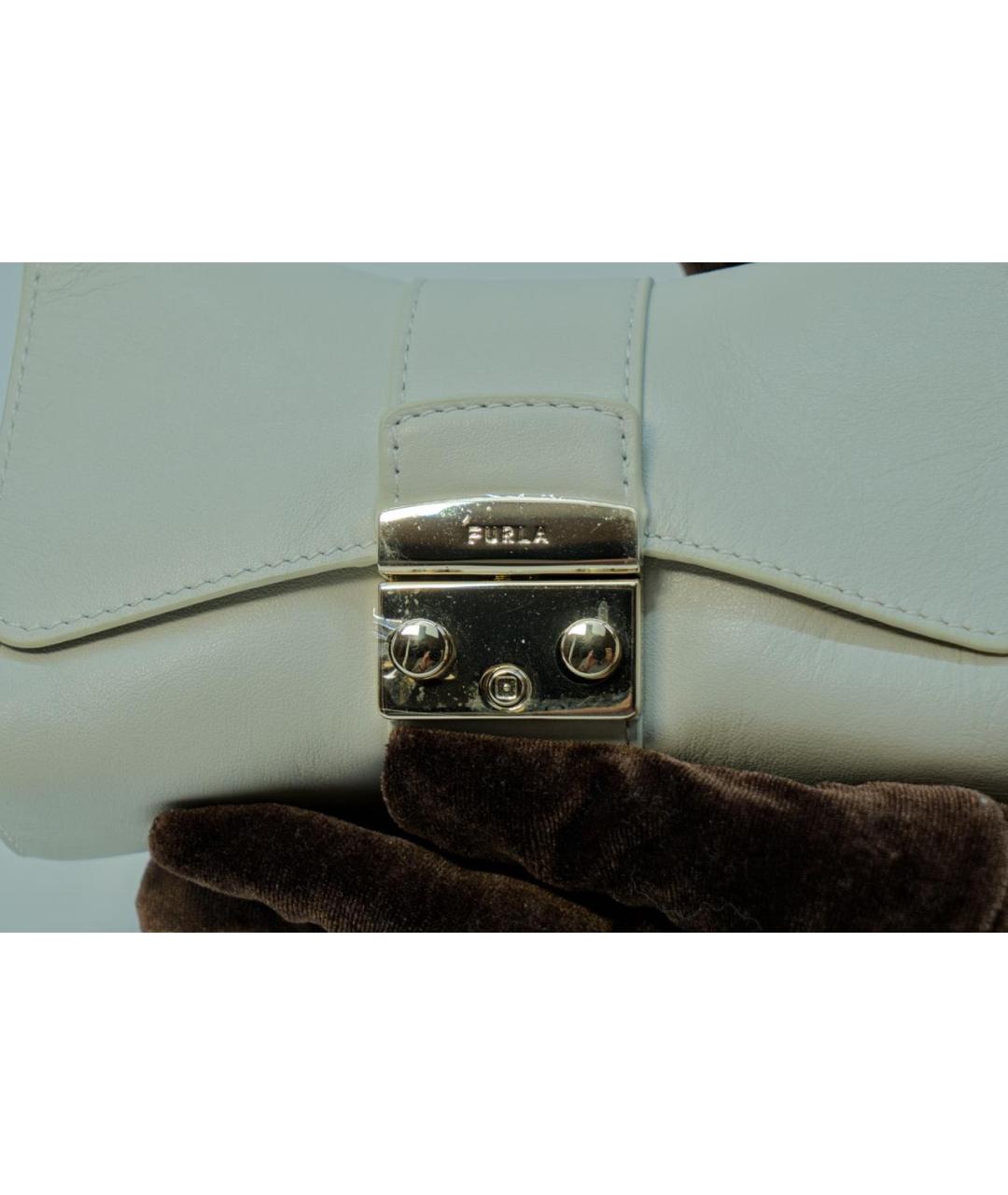 FURLA Бежевая кожаная сумка через плечо, фото 6
