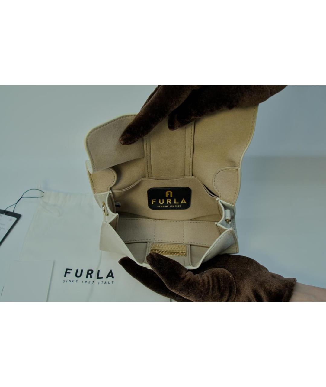 FURLA Бежевая кожаная сумка через плечо, фото 5
