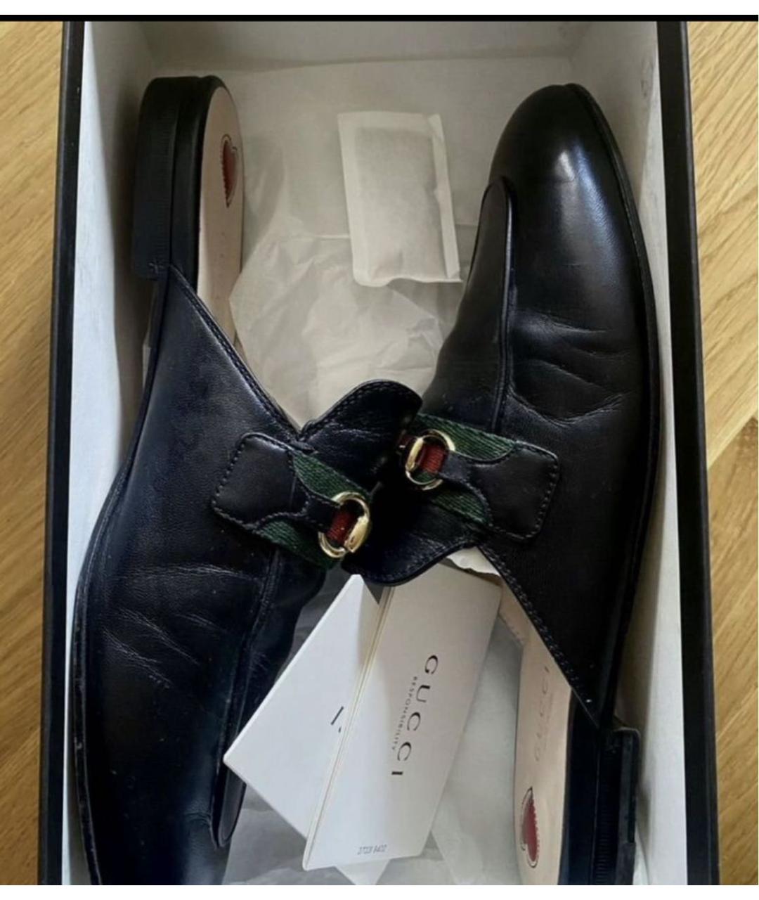GUCCI Черные кожаные мюли, фото 6