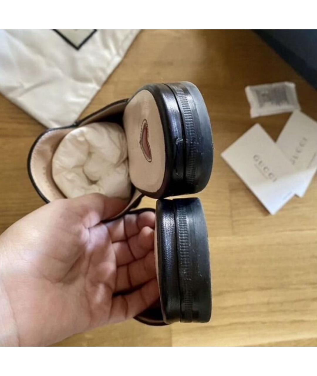 GUCCI Черные кожаные мюли, фото 2