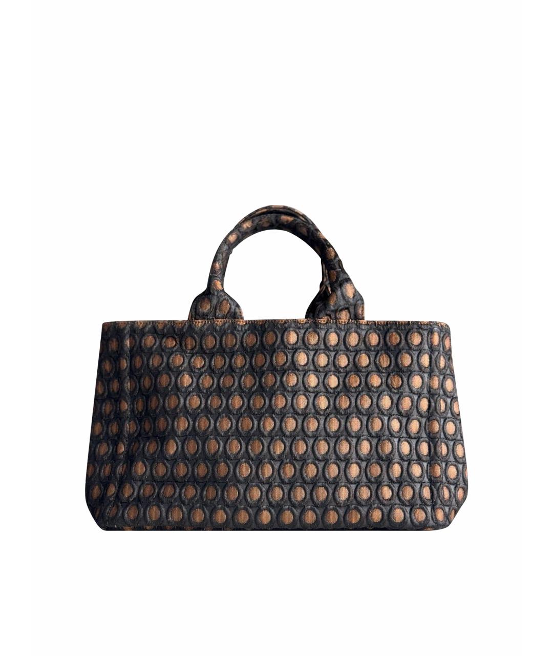 PRADA Коричневая жаккардовая сумка тоут, фото 1
