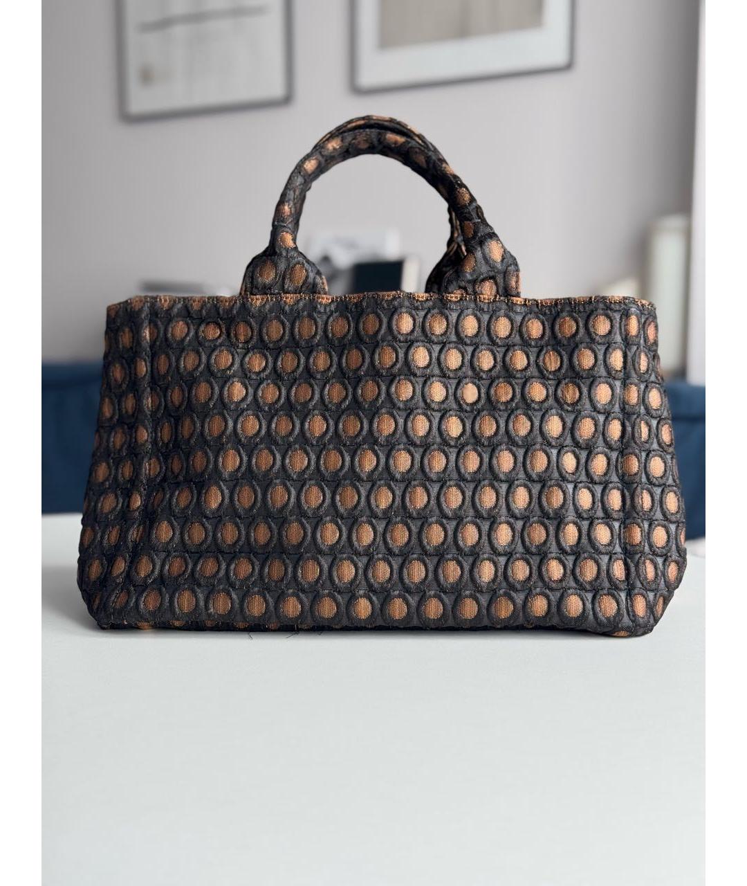 PRADA Коричневая жаккардовая сумка тоут, фото 9