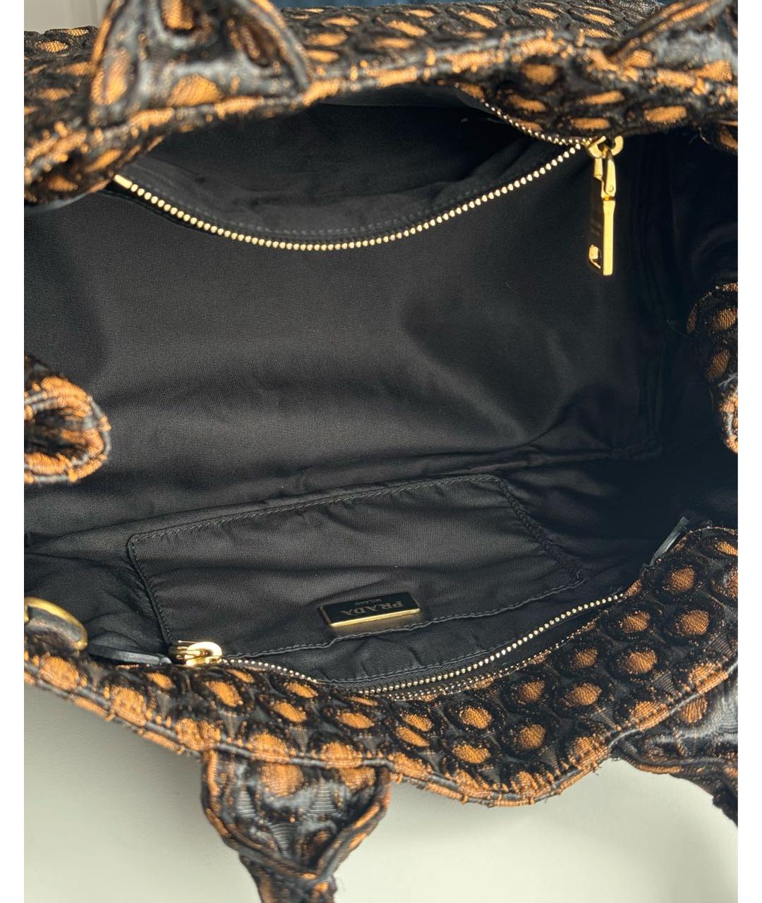 PRADA Коричневая жаккардовая сумка тоут, фото 4