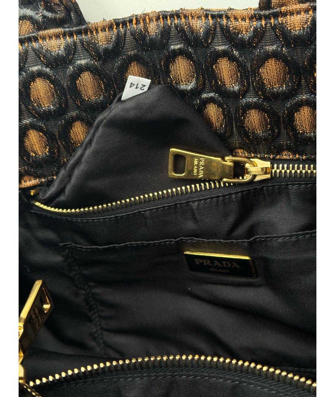 PRADA Коричневая жаккардовая сумка тоут, фото 5