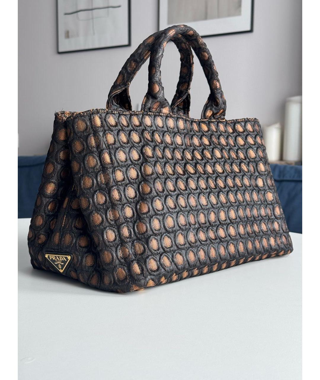 PRADA Коричневая жаккардовая сумка тоут, фото 2