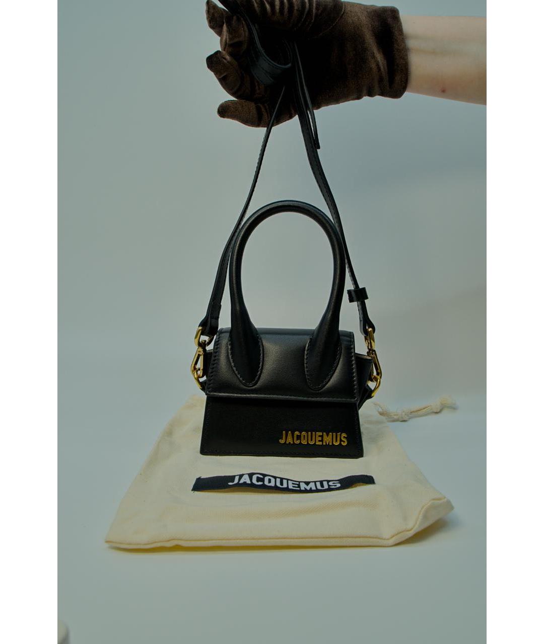 JACQUEMUS Черная кожаная сумка через плечо, фото 2