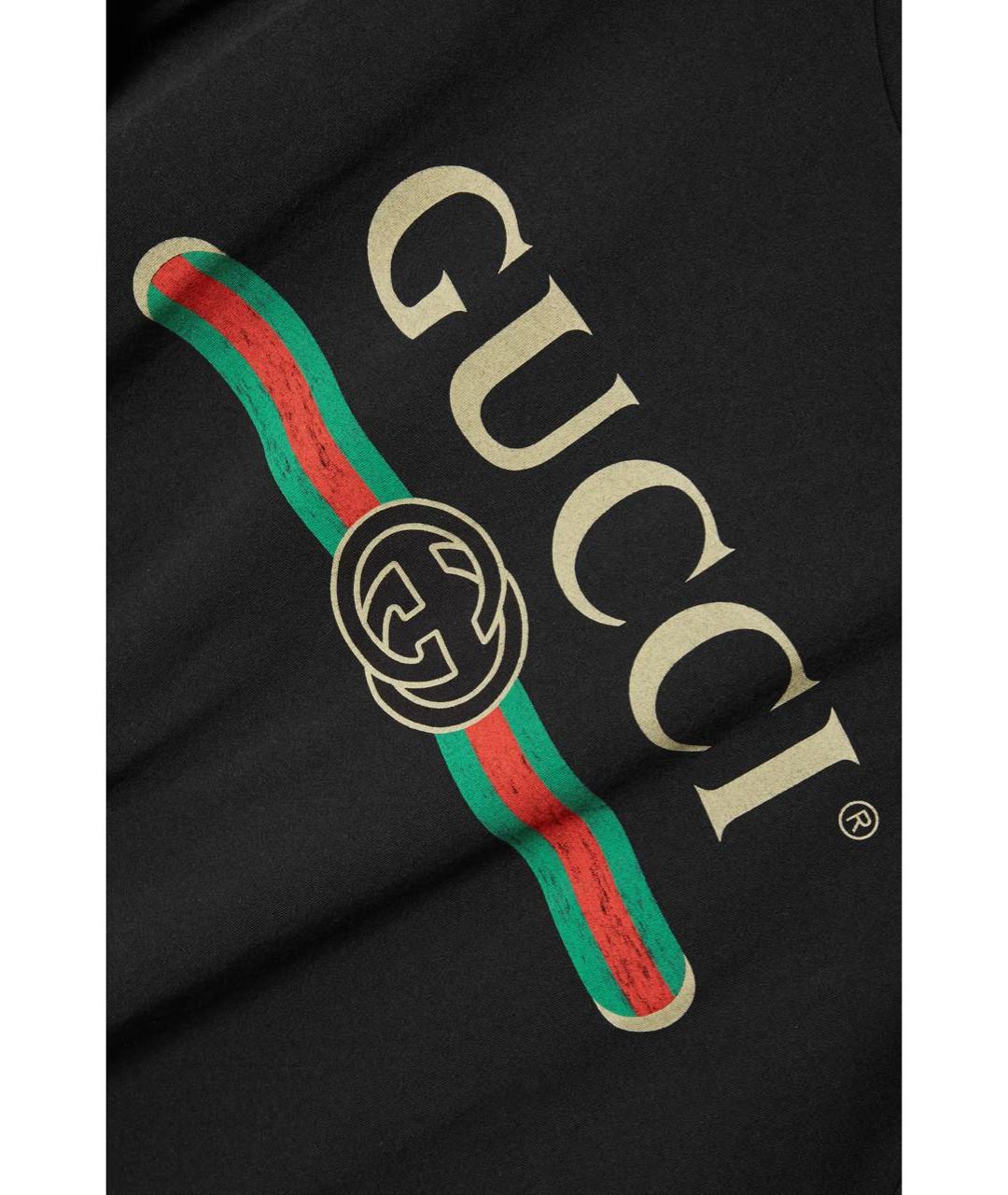 GUCCI Черная хлопковая футболка, фото 3