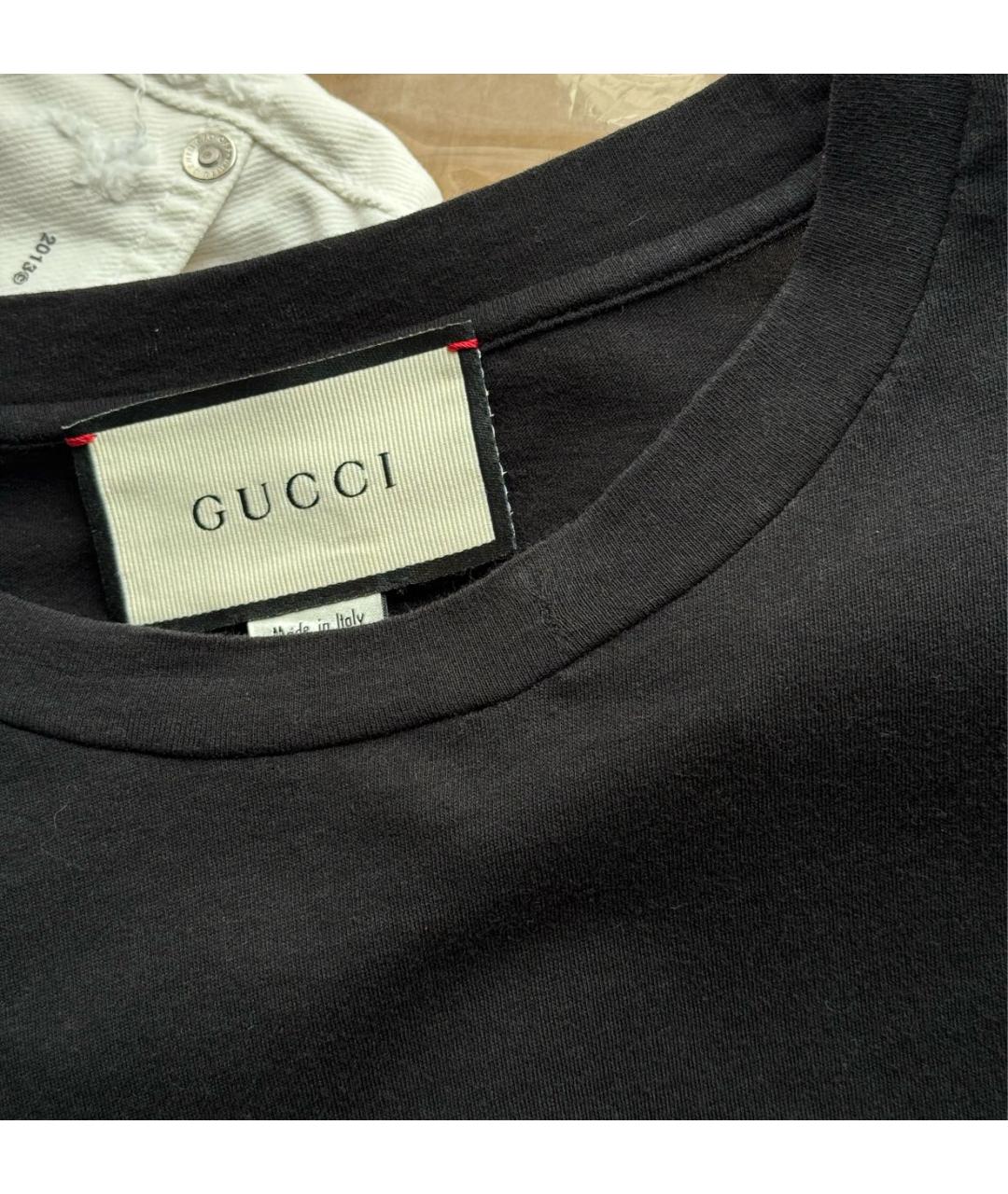 GUCCI Черная хлопковая футболка, фото 7