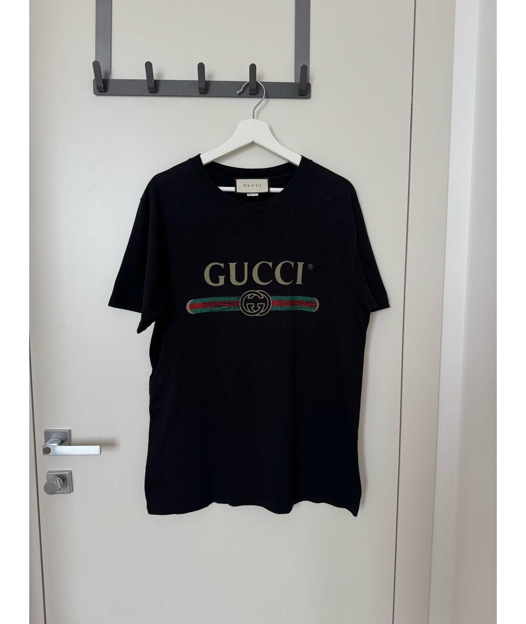 GUCCI Черная хлопковая футболка, фото 4