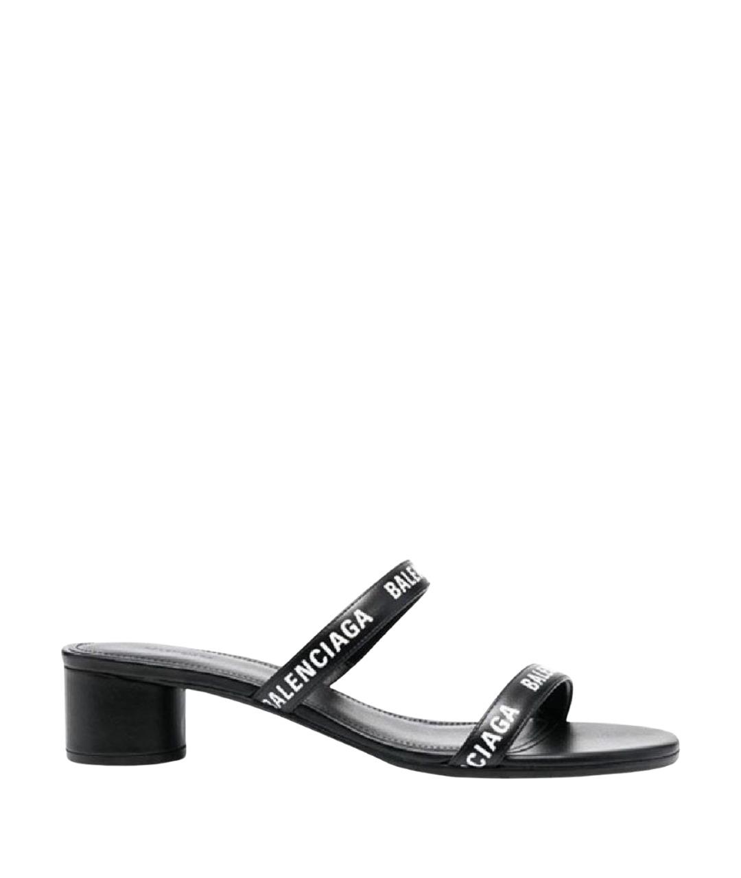 BALENCIAGA Черные кожаные босоножки, фото 1