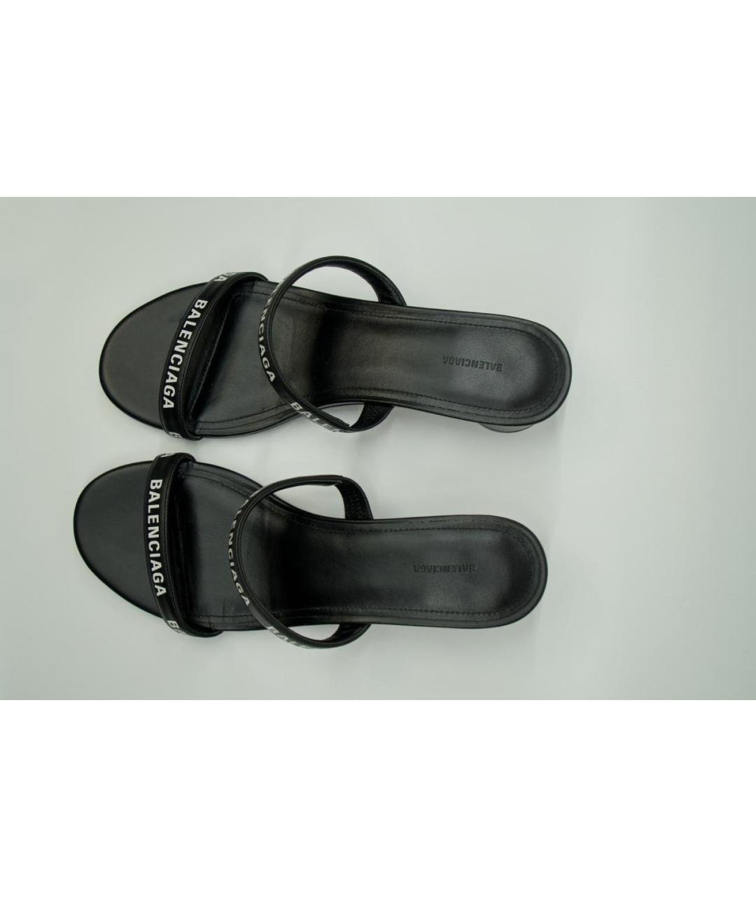 BALENCIAGA Черные кожаные босоножки, фото 4
