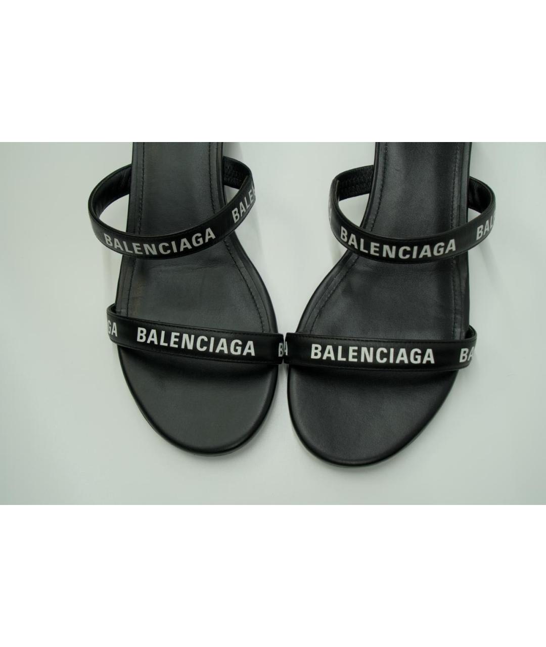 BALENCIAGA Черные кожаные босоножки, фото 7