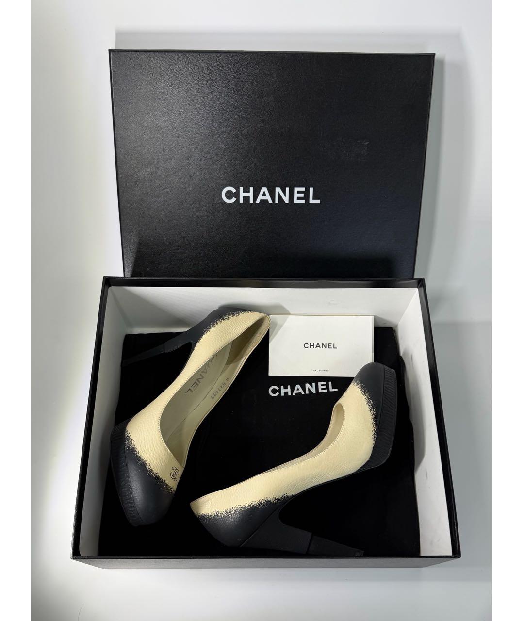 CHANEL Бежевые кожаные туфли, фото 5