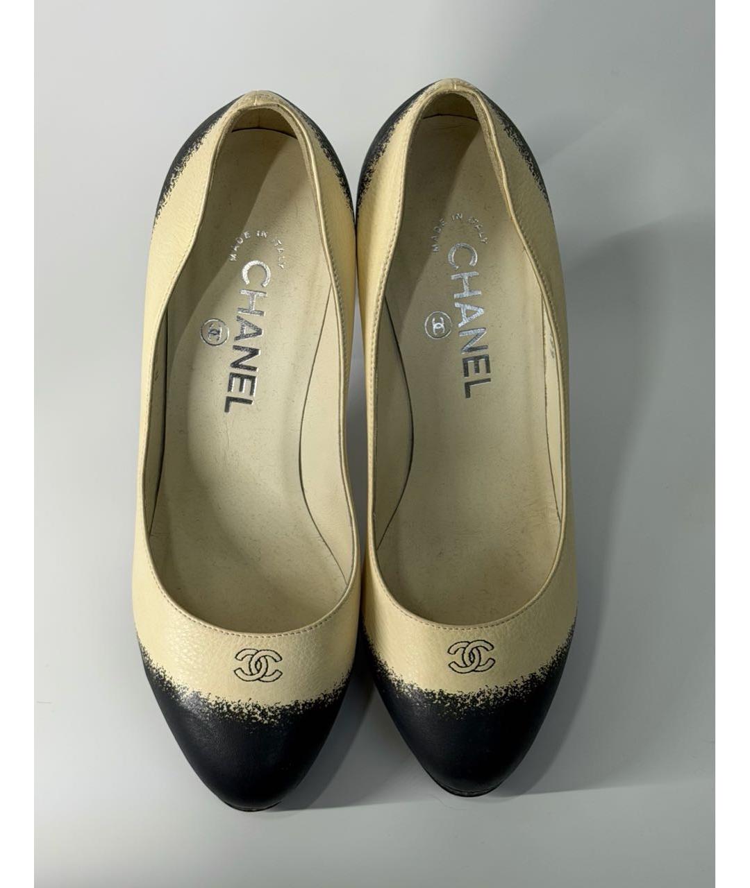 CHANEL Бежевые кожаные туфли, фото 4