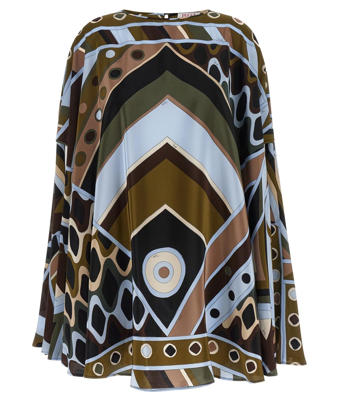 EMILIO PUCCI Мульти шелковое платье, фото 1