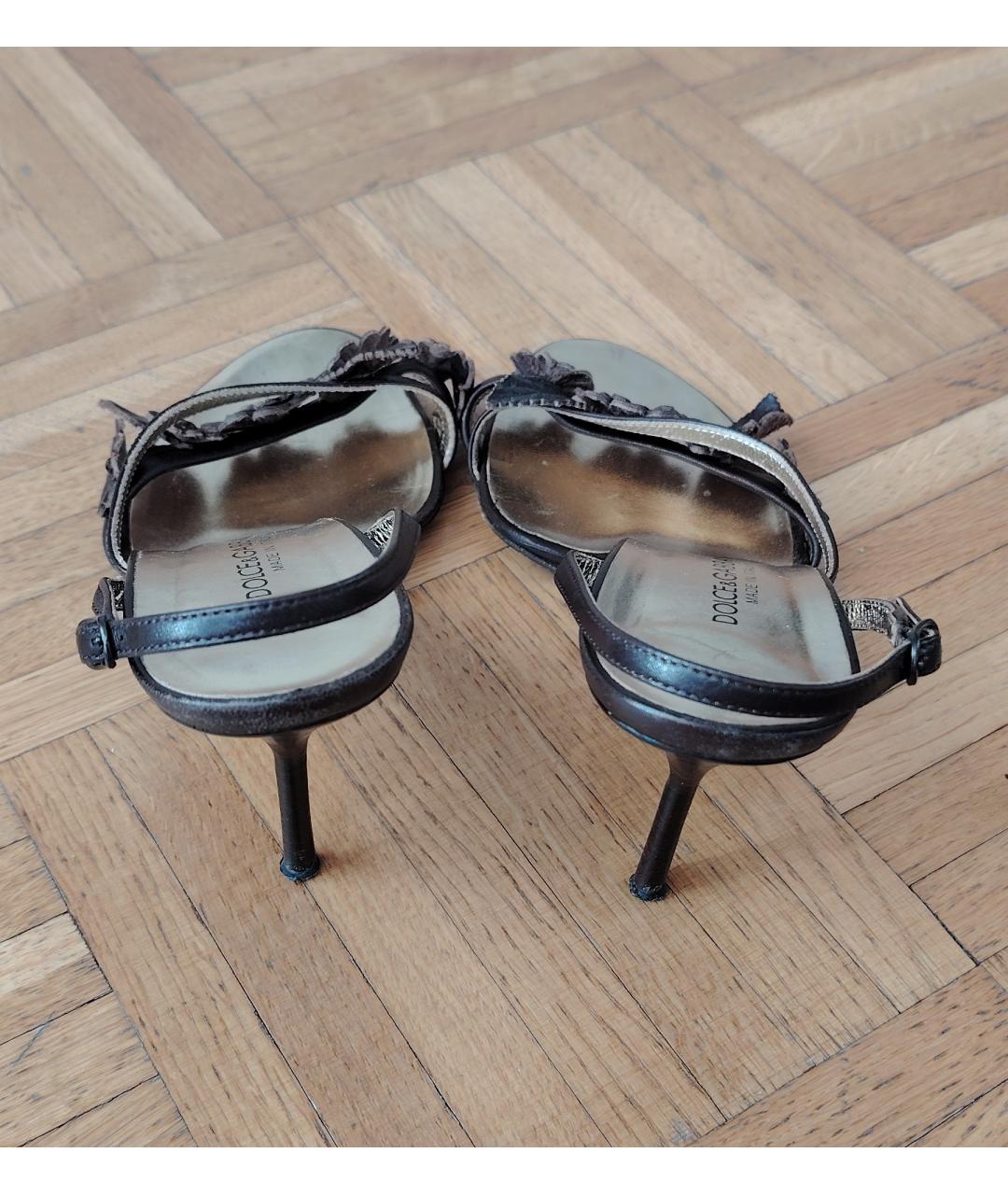 DOLCE&GABBANA Коричневые кожаные босоножки, фото 3