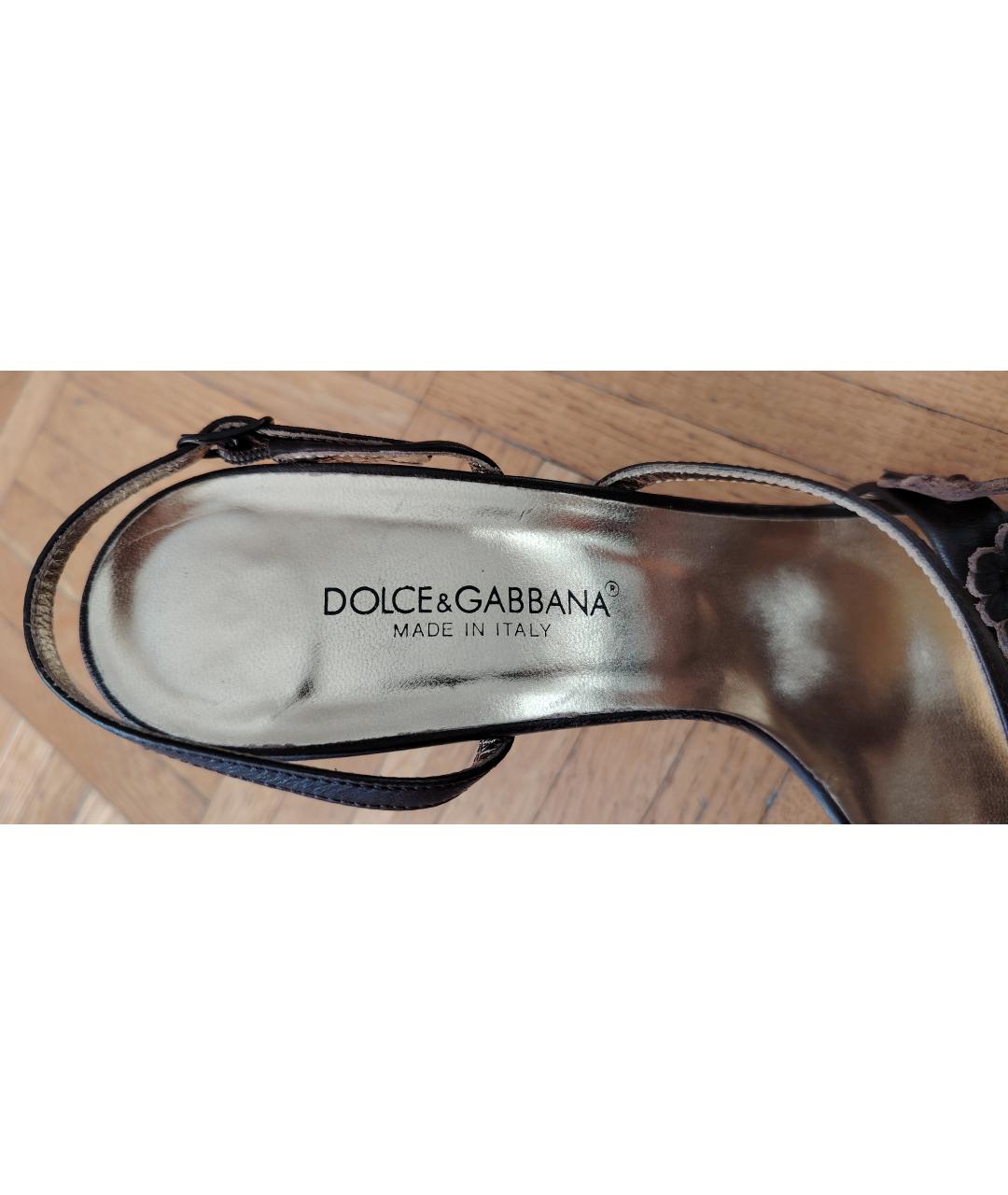 DOLCE&GABBANA Коричневые кожаные босоножки, фото 6