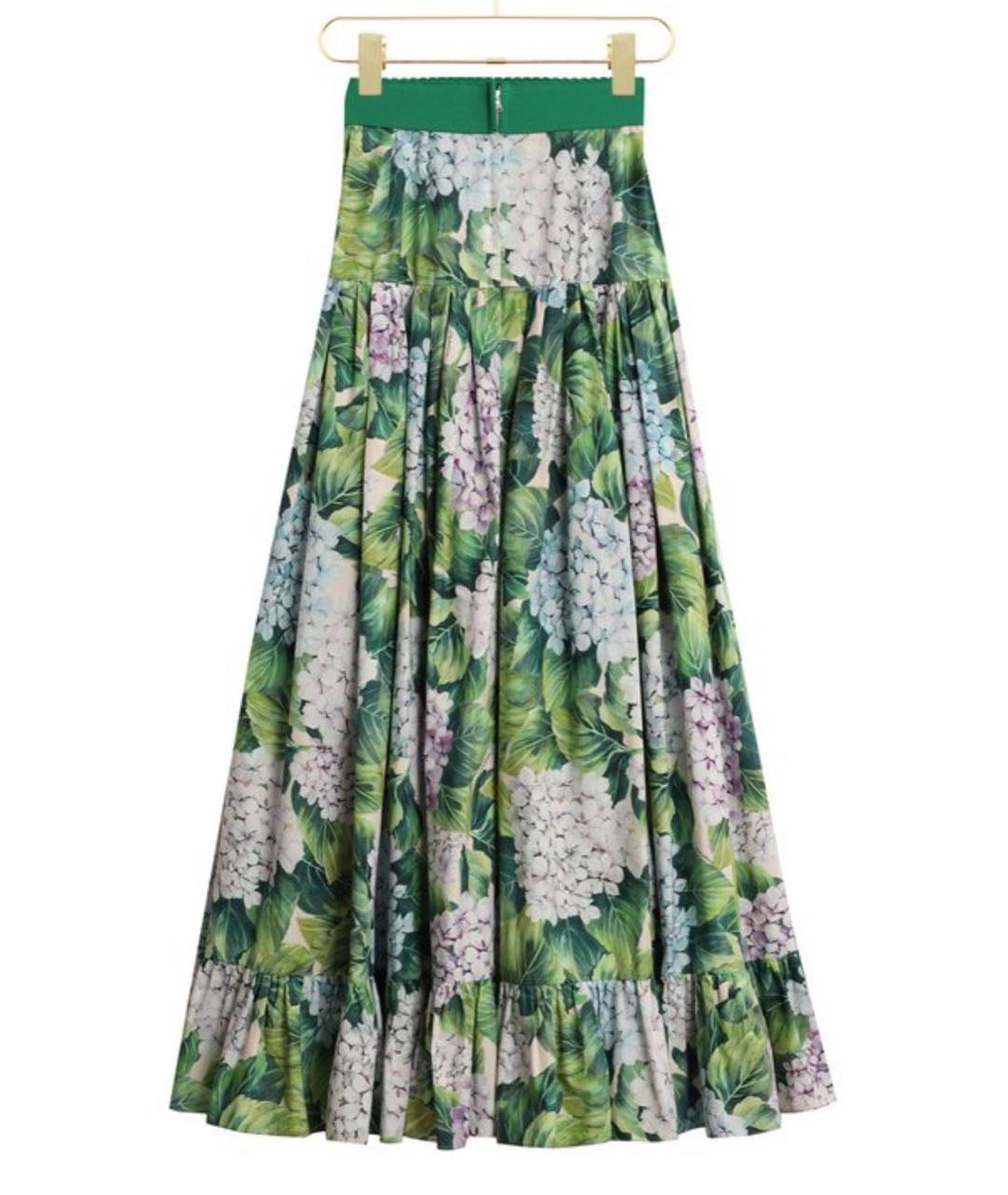 DOLCE&GABBANA Зеленая хлопковая юбка макси, фото 2